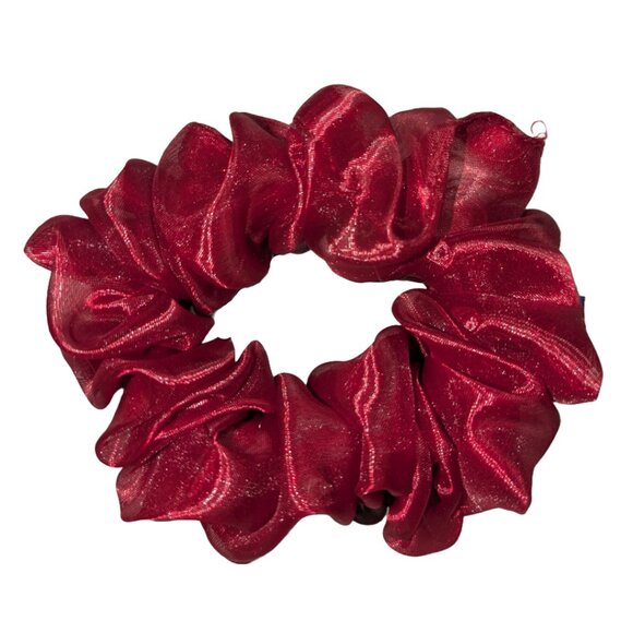 Small elegant organza red scrunchie for special occasions weddings, anniversary - Picture 2 of 4